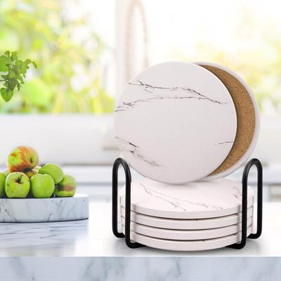 6 ks na tácky Keramické tácky na nápoje kulaté s držákem 4palcové absorpční tácky Podtácky na pohárky na nápoje pro