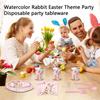 90 Pc Watercolor Easter Themed Party Paper Plates Paper Cups Tissue Paper Straws Disposable Party Tableware Decorations