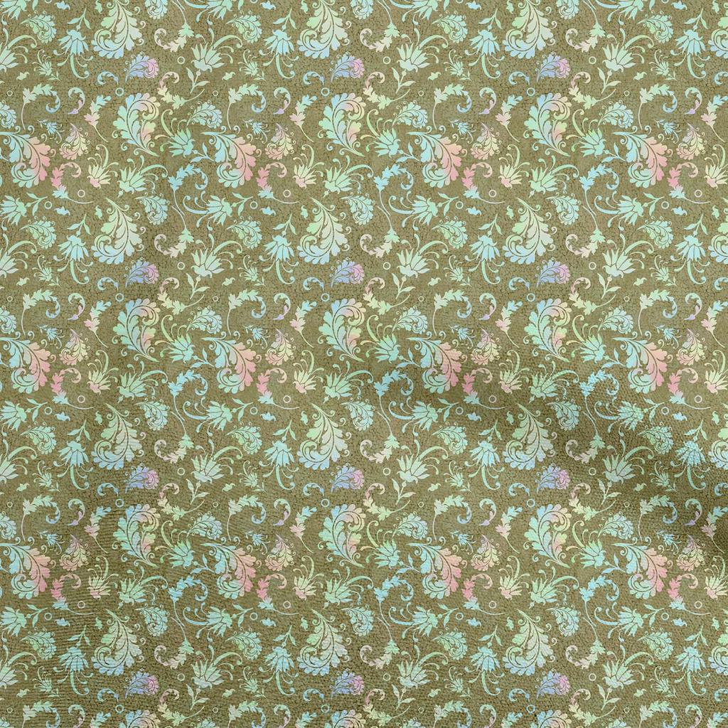 oneOone Cotton Flex Blue Fabric Damask Diy Clothing Quilting Fabric Print Fabric By Yard 40 Inch