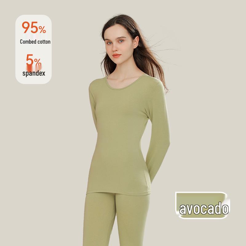 10A Antibacterial Women's Slim Fit Pure Cotton Autumn Innerwear Set - Base Layer, Plus Size
