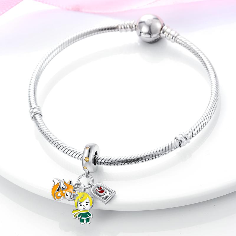 Original Charms Copper Fairy Tale Fox Rose Boy Pendants Fit Charms Plata Bracelets For Women Jewelry Making Fine Gifts