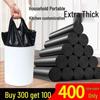 Large Black Thickened Drawstring Portable Garbage Bags for Kitchen and Office