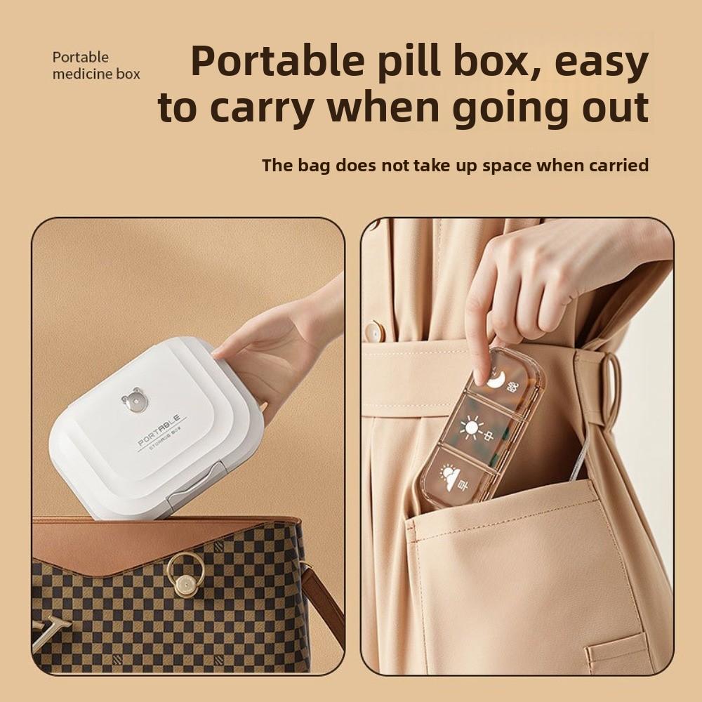 Waterproof Medicine Dispenser 21-Compartment Weekly Pill Organizer Medicine Box  Travel