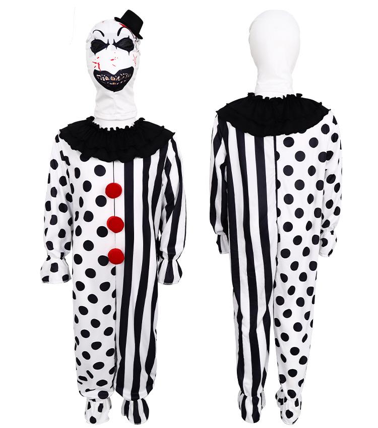 Soul-Shattering Clown Halloween Unisex Cosplay Costume with Blood Stains and Cloak