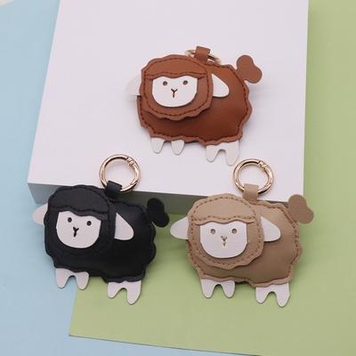 Simple Cute Cartoon Sheep Backpack Pendant PU Leather Versatile Car Keychain Luggage Pendant Backpack Accessories