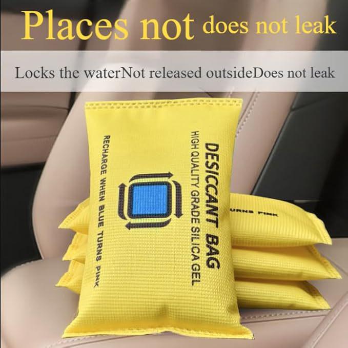 Silicone Anti-Mold Moisture Absorbing Car Dehumidifier Bag - Microwave Quick Activation, Leak-Proof Desiccant 100g