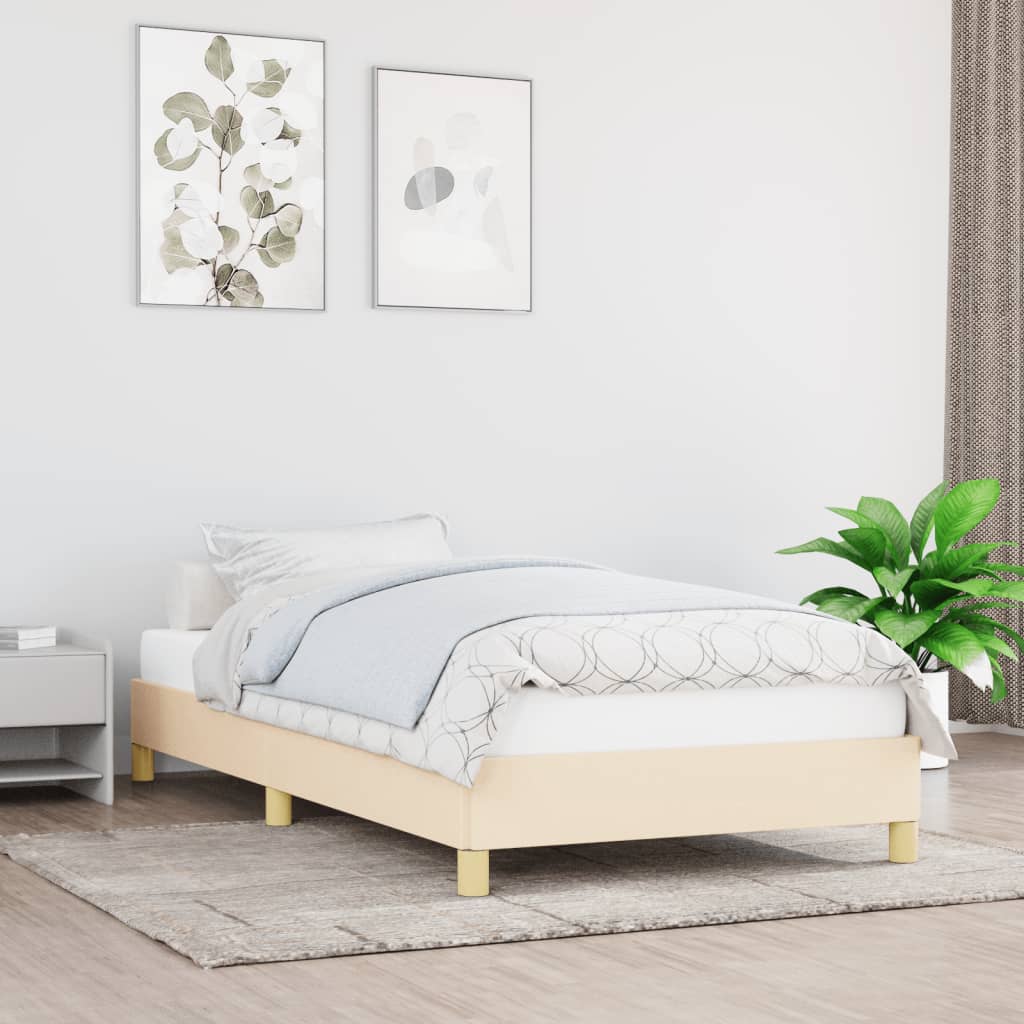 Bed Frame without Mattress Cream 80x200 cm Fabric