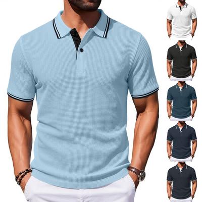Men's Lightweight Breathable Polo Shirt with Short Sleeves Ice Silk Fabric Classic Collar Button Placket Casual Fit Top