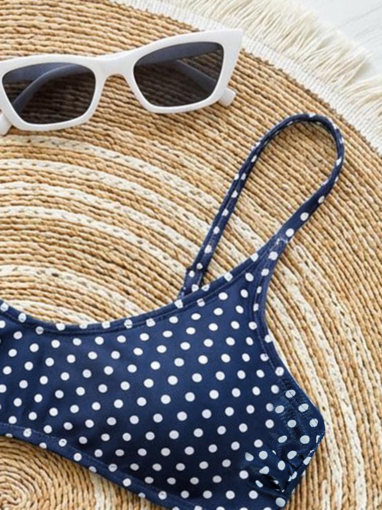 Polka Dot Stripe Print Low Waist Sexy Two Piece Bikini Set Comfortable Versatile