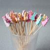 100PCS Bamboo Fruit Tags, Cute Cute Easter Bunny Decor, Multi-Color Disposable Skewers for Fruits Barbecue Cakes Cocktails