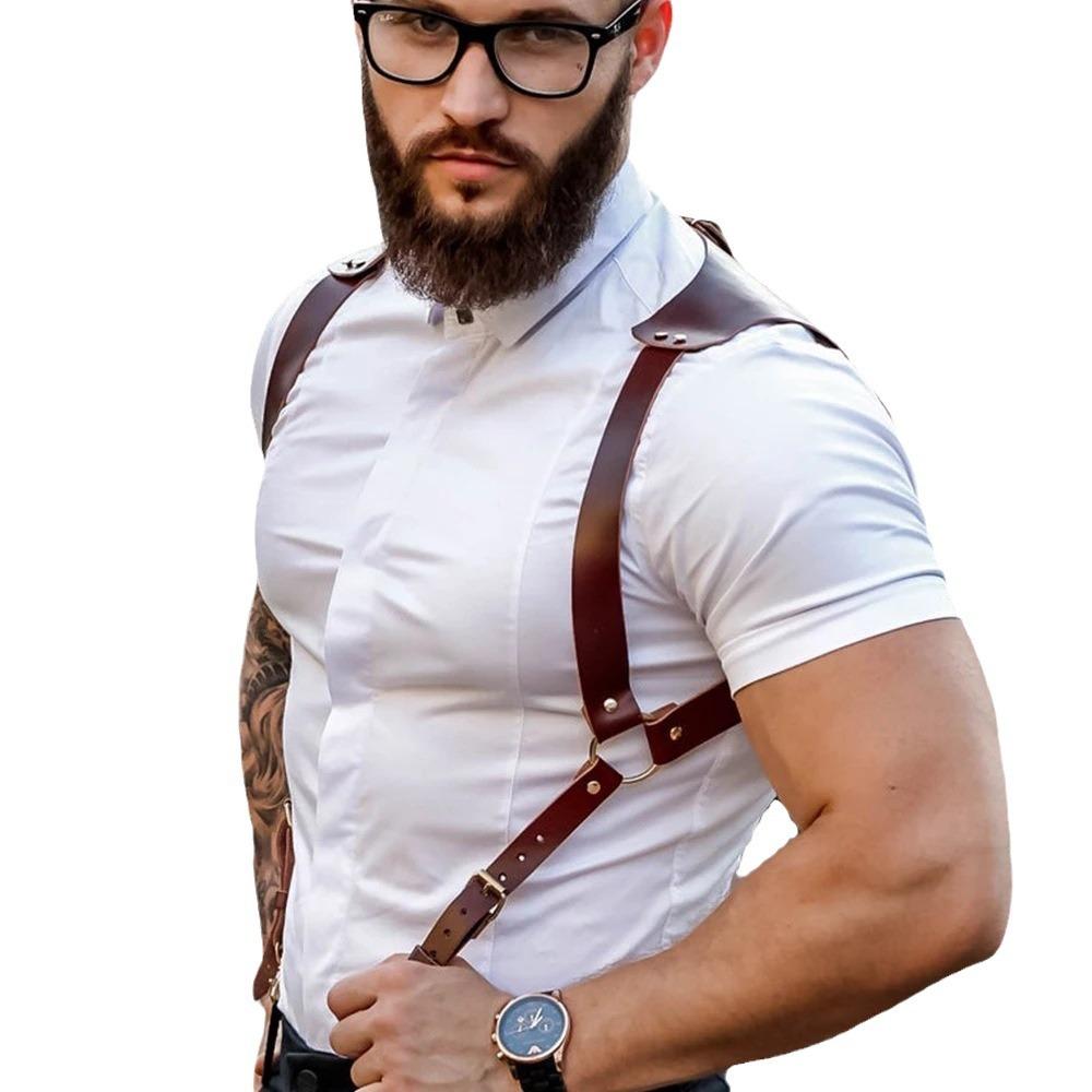 Men'S Leather Bondage Straps Hunk Male Personality Bundle Chest Strap Sm Alternative Wear Belt Shoulder Strap Male Fun