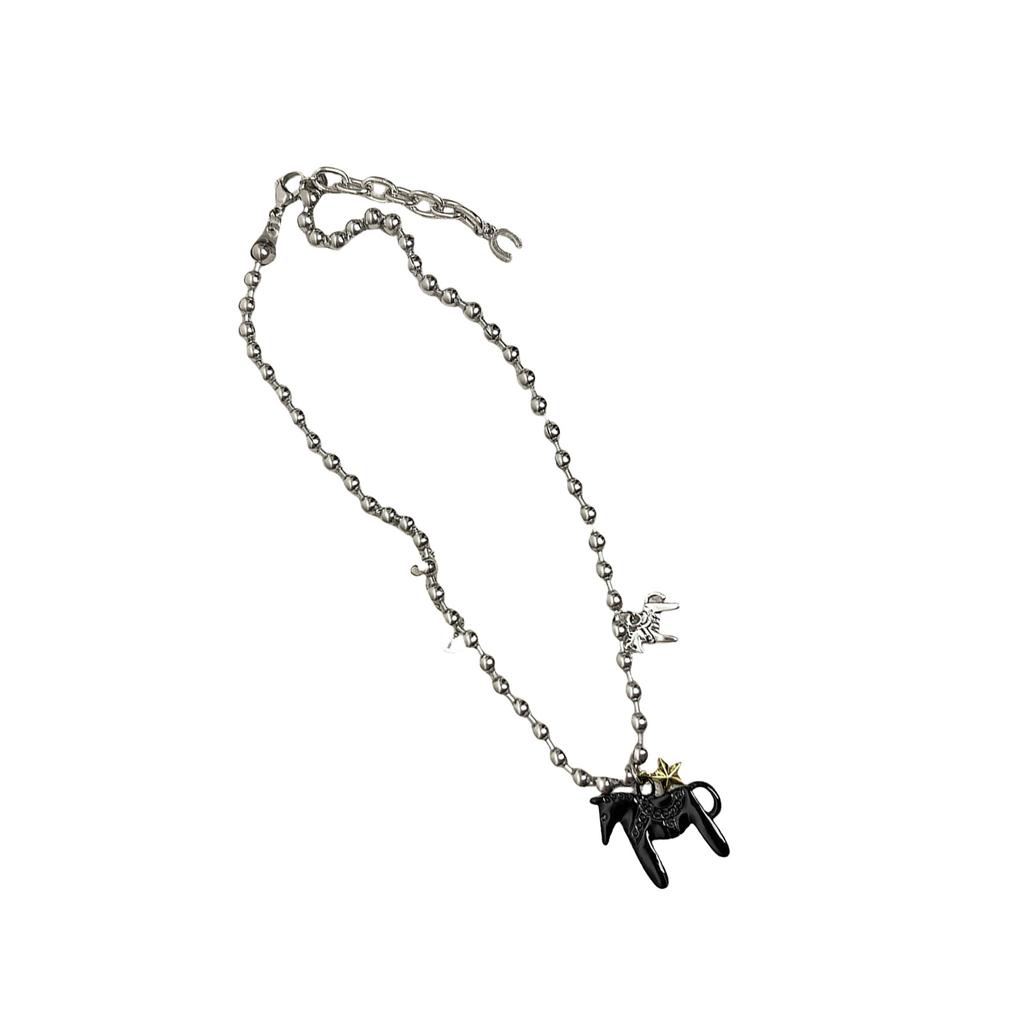 Cute Enamel Pony Pendant Necklace Trendy Blogger Inspired Jewelry Gift Sweet Style Layering Chain For Women