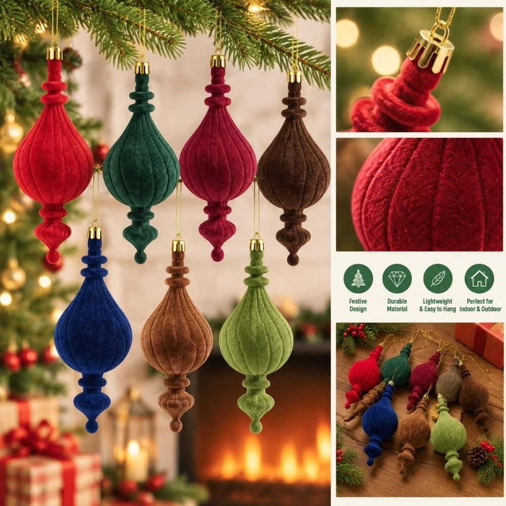 6pcs/Box DIY Crafts Painted Christmas Tree Ornaments Velvet Ball Ornaments Home Tree Decor