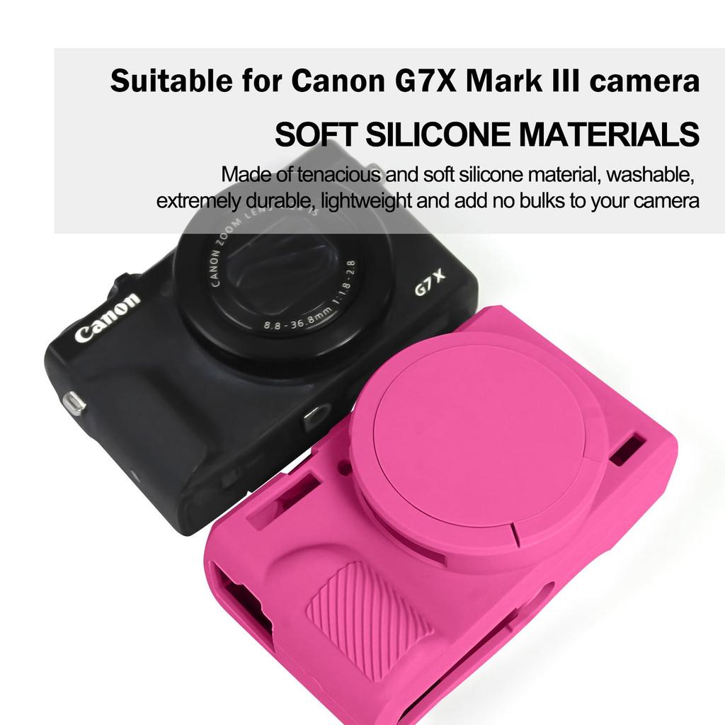 Easy Hood Camera Case for Canon Powershot G7 X Mark III Digital Soft Silicone Protective Cover with Removable Lens Cover for Canon G7XII G7X Mark II