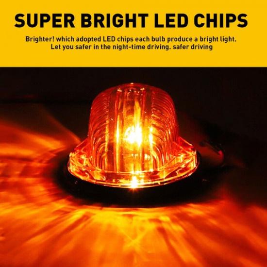 For Chevy GMC C/K Series 73-87 Cab Roof Light Marker Yellow Lens + Amber LED Kit