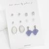 Women's Colored Acrylic Pearl Silver Earrings Set