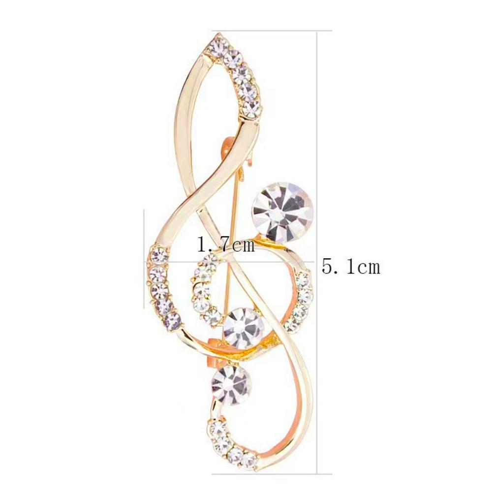 Music Note Large Brooches For Women Men Austrian Crystal Scarf Coat Clips Pins Icon Jewelry Party Dress Broche Decoration Gifts