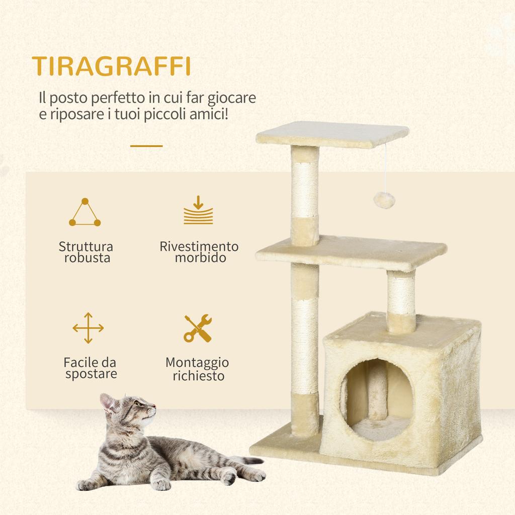 Cat Scratching Post with Kennel, 50x30x81.5cm