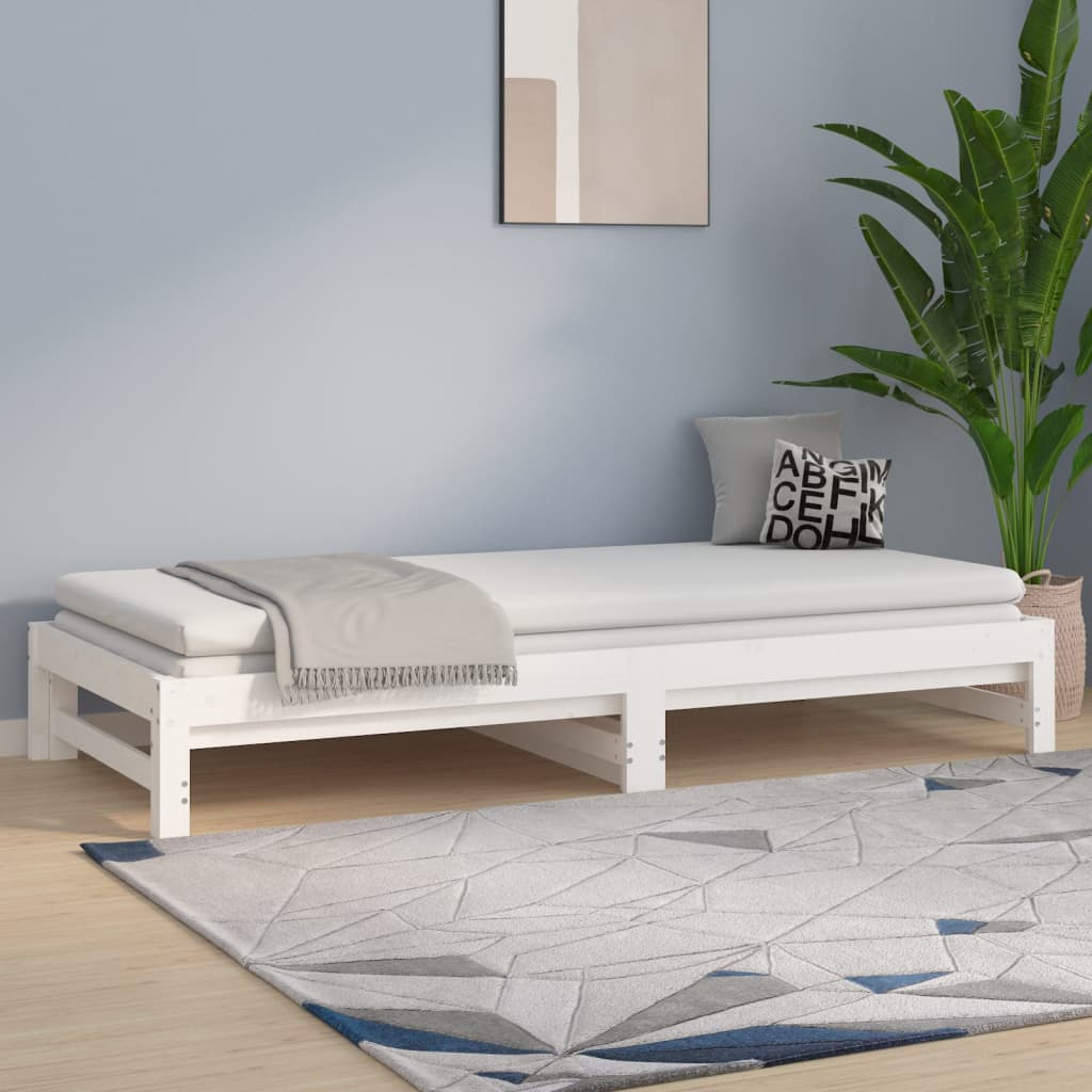 Vidaxl Extendable Bed, White, 2X(80X200) Cm, Light Pine Wood