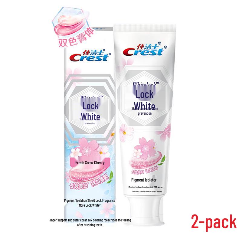 Crest Dual-Color Whitening Toothpaste, Snow Cherry Scent (2-Pack)