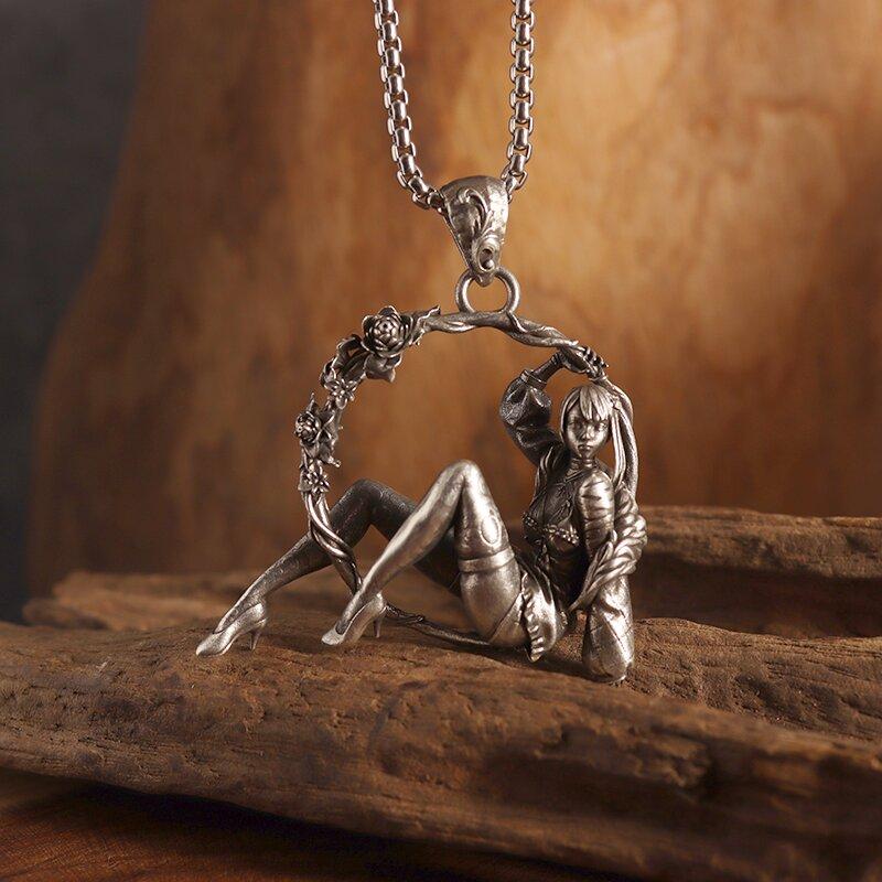 Exquisite Witch Broom Necklace Cute Magic Girl Pendant Men Women Rock Party Trendy Jewelry Halloween Gift