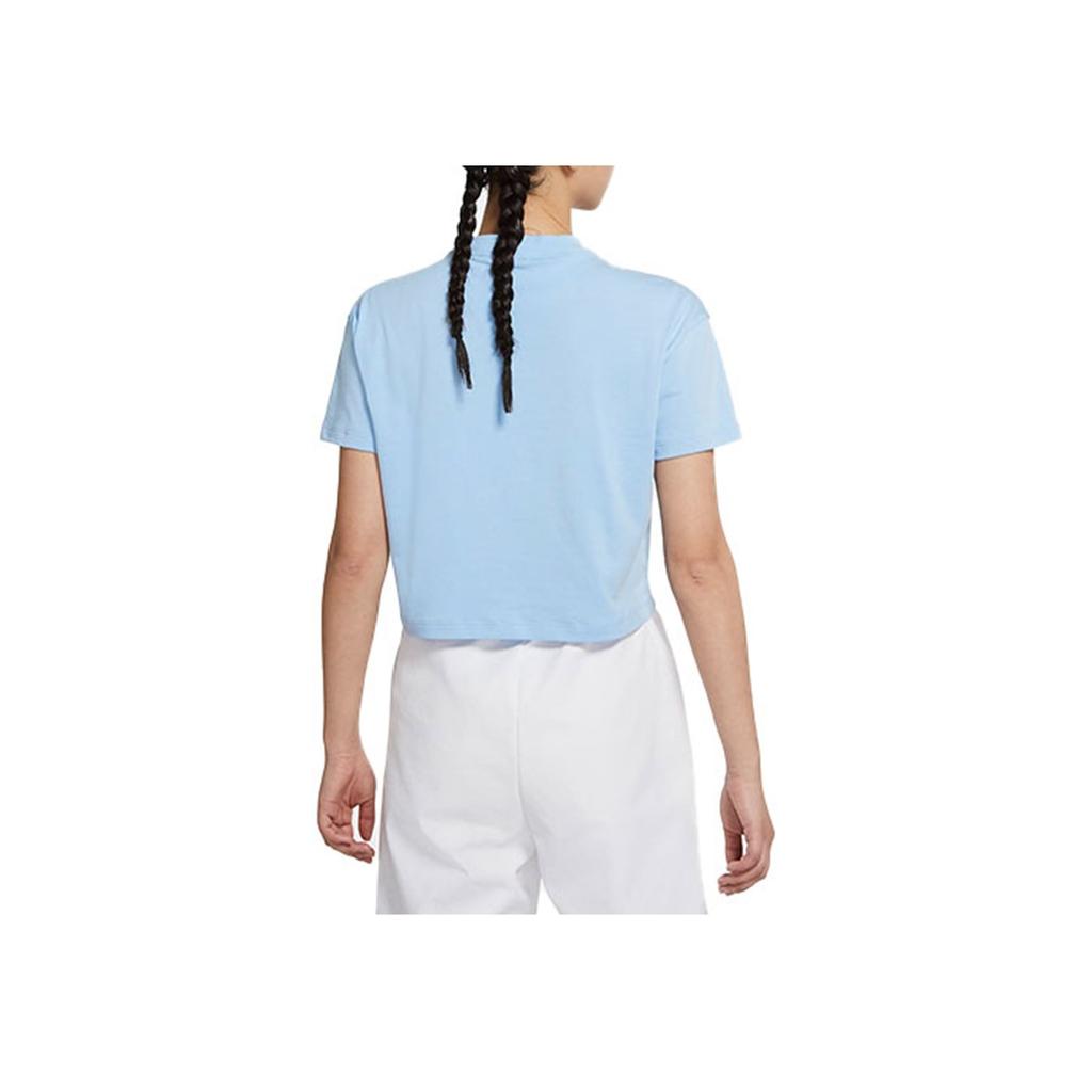 Nike Casual Solid Color Logo Short Sleeve Round Neck T-Shirt Women Tops Mind-Blue DA0324-436