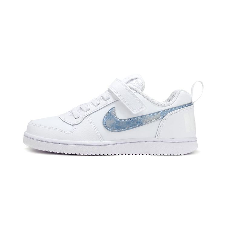

Nike Court Borough Low Velcro Low-Top Skate Shoes Kids sneaker White Blue 870028-102 28