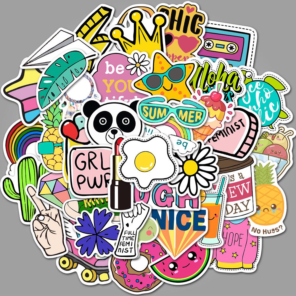50 Purple Cartoon Graffiti Stickers for Suitcase, Water Bottle, Skateboard, Refrigerator - Waterproof and Mixable Decals