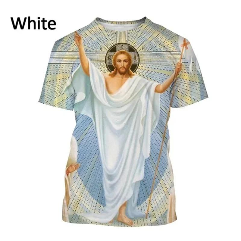 Jezus Kocha Każdego Chrześcijanina Koszulka Drukowana 3D Letnia Moda Wzór Jezusa Mężczyźni Kobiety Gorąca Krótki Rękaw Codzienna Koszulka Ropa Hombre