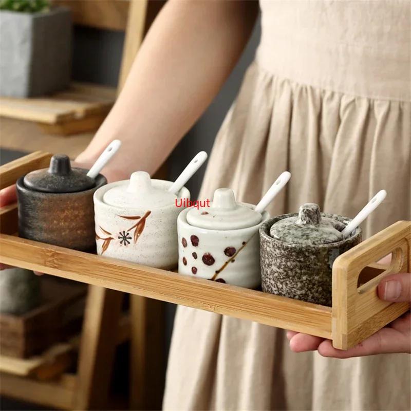 Japanese Tank Creative Seasoning Can Ceramic Seasoning Tank Kitchen Ware Storage Bottles and Jars Bottle Glass Bottle Jars