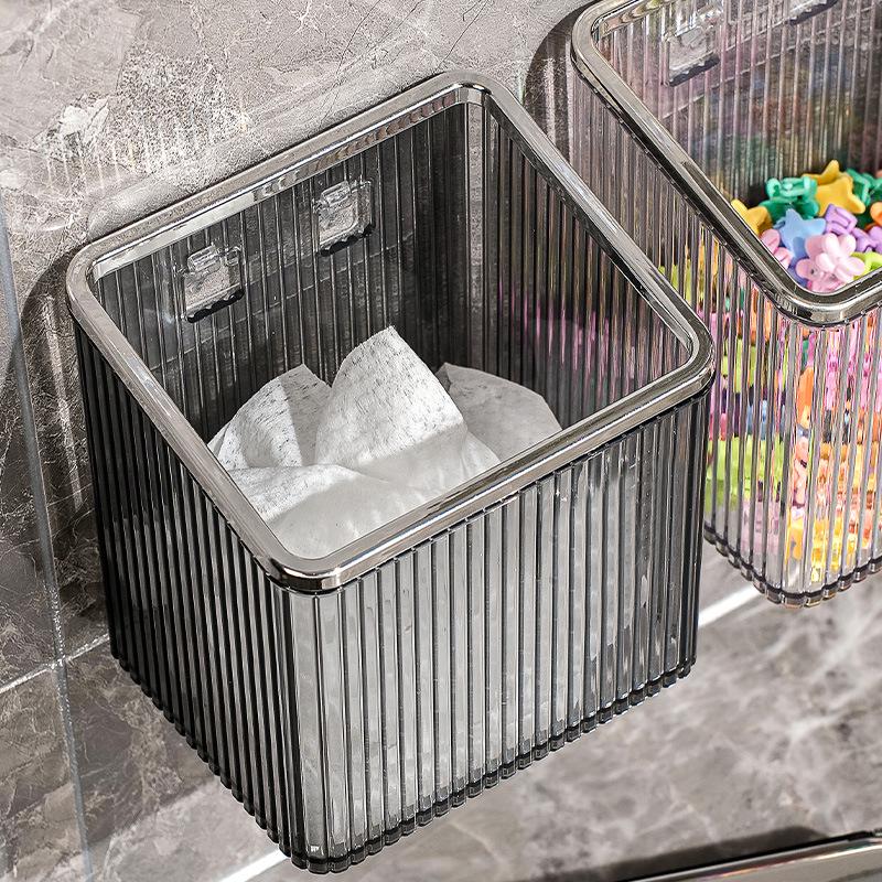 Punch-Free Wall-Mounted Bathroom Storage Box for Cosmetics and Washcloths
