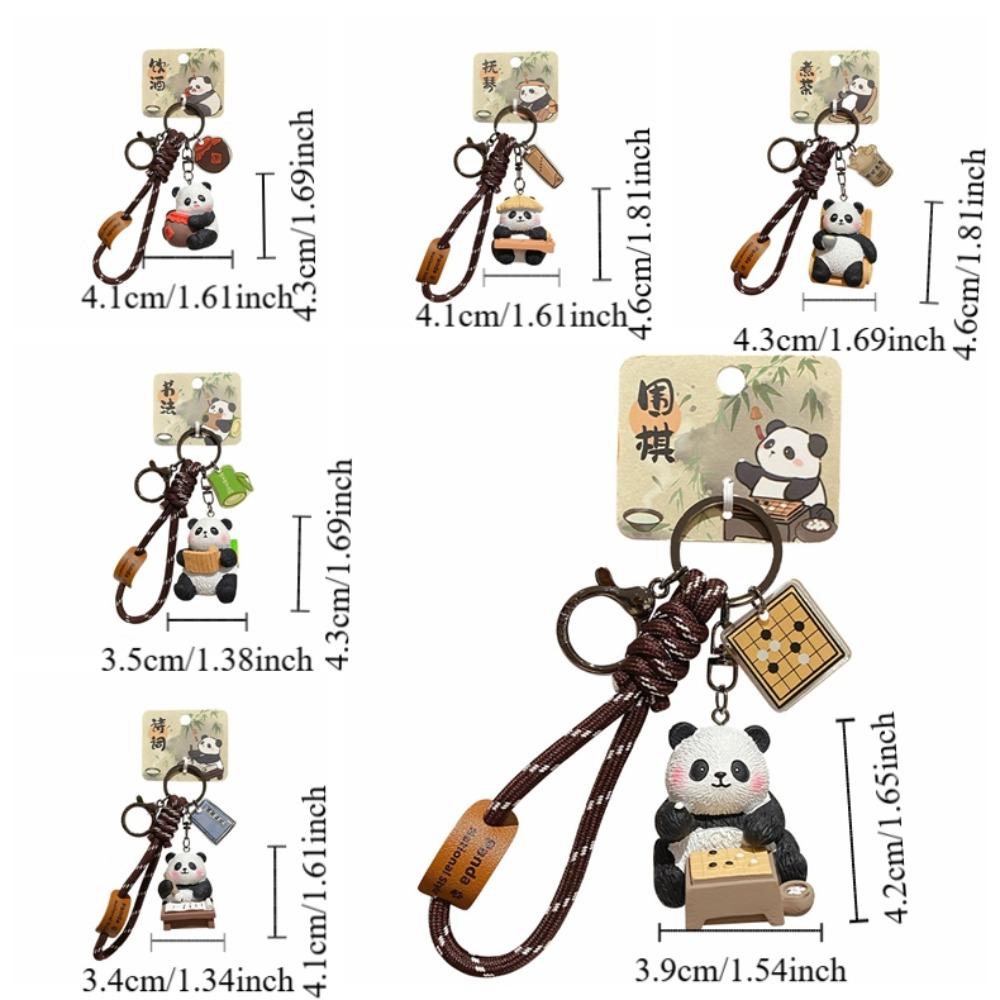 Kawaii Panda Keychain Chinese Style Car Key Ring Creative Panda Dolls Pendant  Key Decor