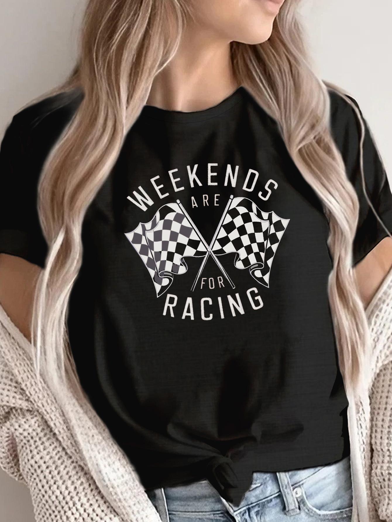 Weekends Are For Racing Checkered Flag Graphic T-shirt S