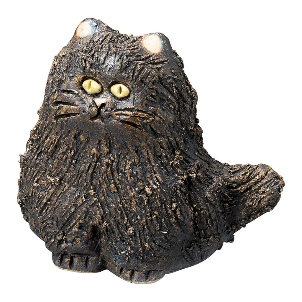 Marui Pottery Shigaraki Ware Hechimon Cat Figurine Small Ceramic Approx. 10cm Cat MUKU Black Made In Japan MR-4-5618