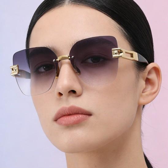 Frameless Diamond Trimmed Square Sunglasses Sunglasses Ladies Fashion Commuter Sunglasses