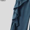 INCERUN Autumn Winter Men High Waist Solid Color Ruffled Casual Corduroy Long Pants