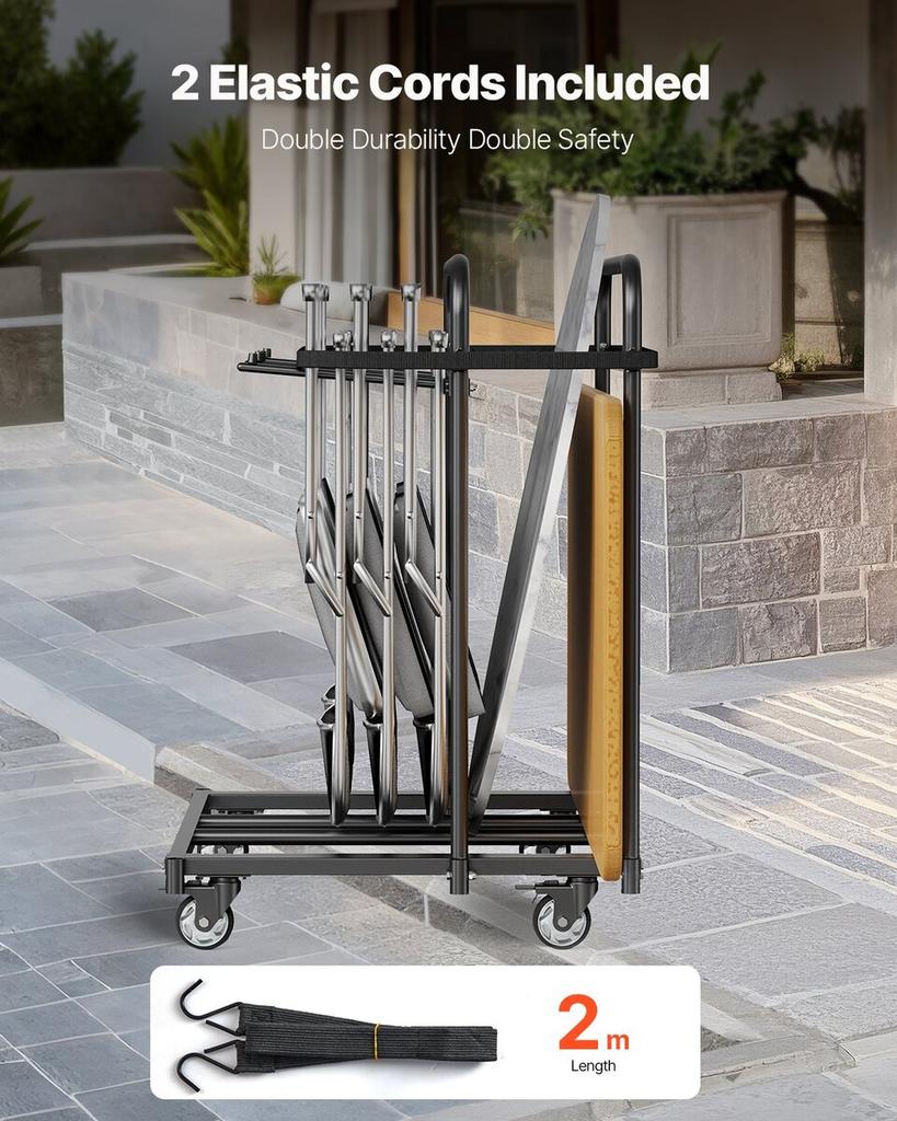 Folding Chair Rack Cart for 5 Tables+14 Chairs of 400LBS with Casters