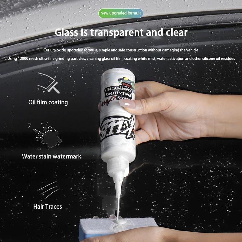 150ML Upgraded cerium oxide glass polish removes water spots light scratches & grease film—streak-free finish no marks left.