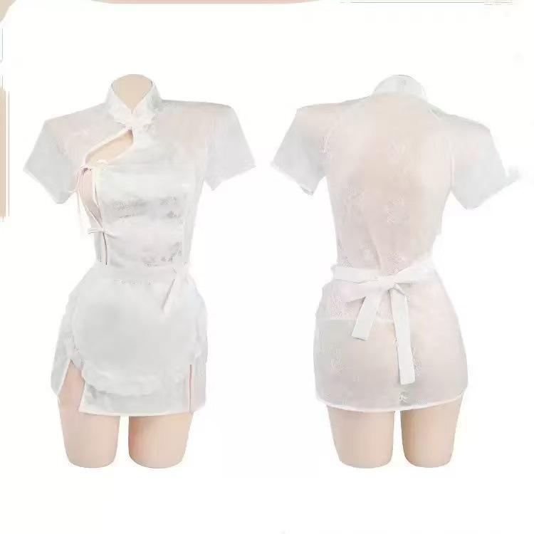Sexy Chinese Style Sheer Maid Cheongsam Nightgown