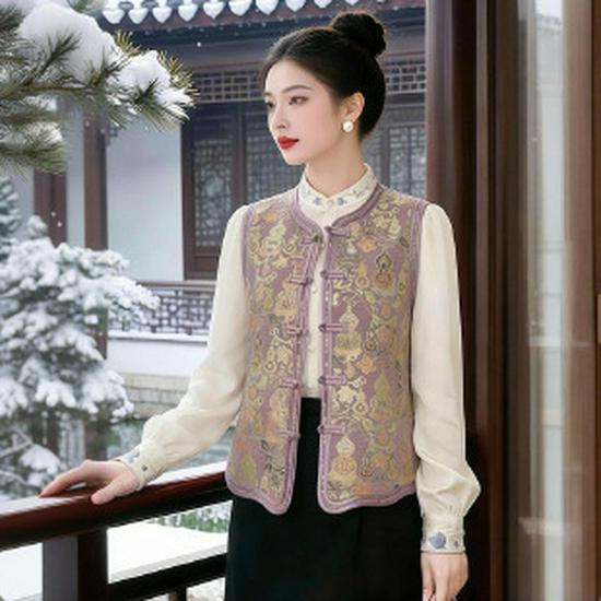 

Women s Winter Embroidered Frog Button Tang Vest – 2026 New High-End National Style Outerwear 4XL