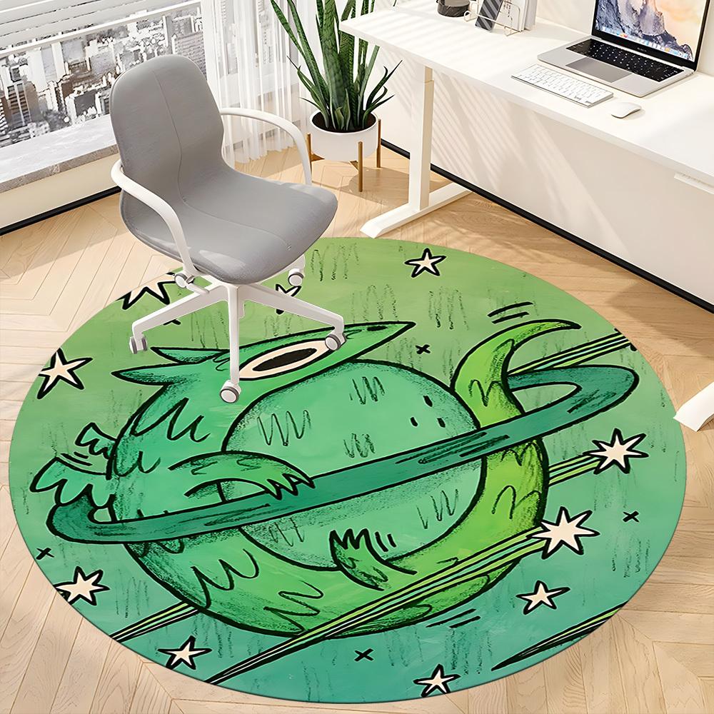 1pc Space Creature Office Round Area Rug,  Mat Suitable For Office, Under Office Chairs Bedroom Living Room Home Decor, Room Deco