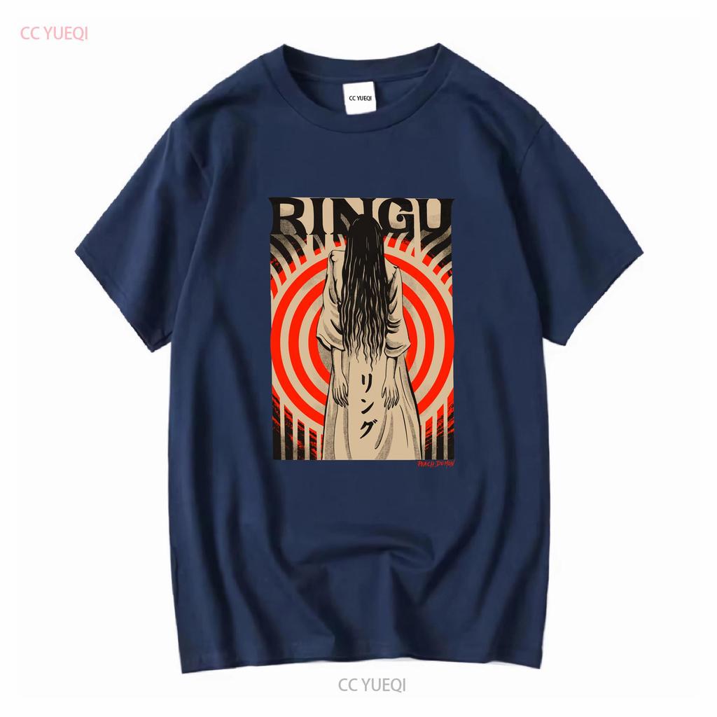 PREMIUM QUALITÄT Ringu Der Ring Sadako Samara Illustriertes T-Shirt Lang- oder Kurzarm Vintage Gewaschen Leicht Vielseitig Unisex