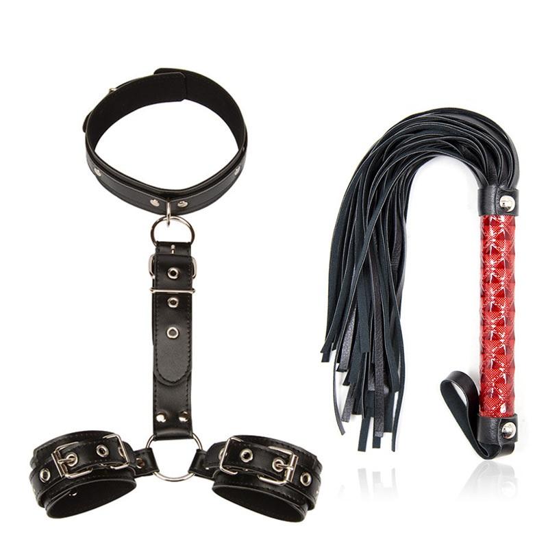SMLOVE Erotic Sex Toys For Couples Woman Sexy BDSM Bondage Handcuffs Neck Collar Whip For Adult Toys Slave Sex