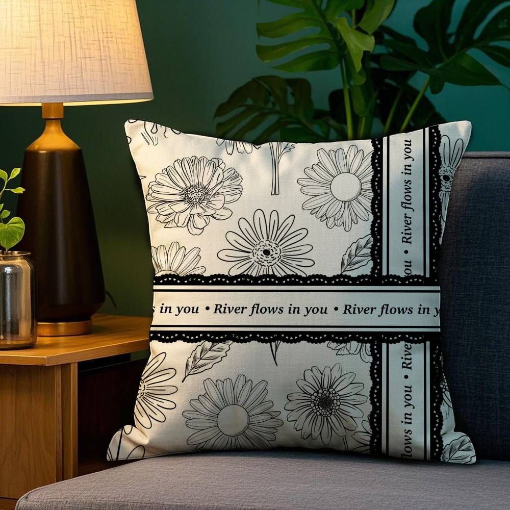 Beautiful Retro Flowers Pillow Case Plush Fabric Soft Double Sided Print Home Sofa High Quality Cushion Cover Throw
