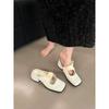 2025 Spring and Summer New Bag Head Cool Slippers Women's Outer Wear Square Head Korean Version Thick Heel Bow Versatile Lazy Half Slippers