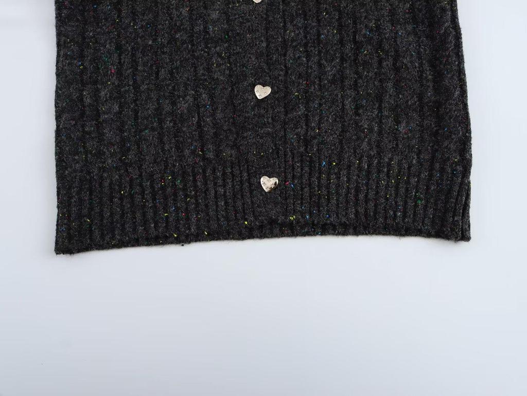 2025 Spring Women's Color Block Knitted Cardigan with Button Detail