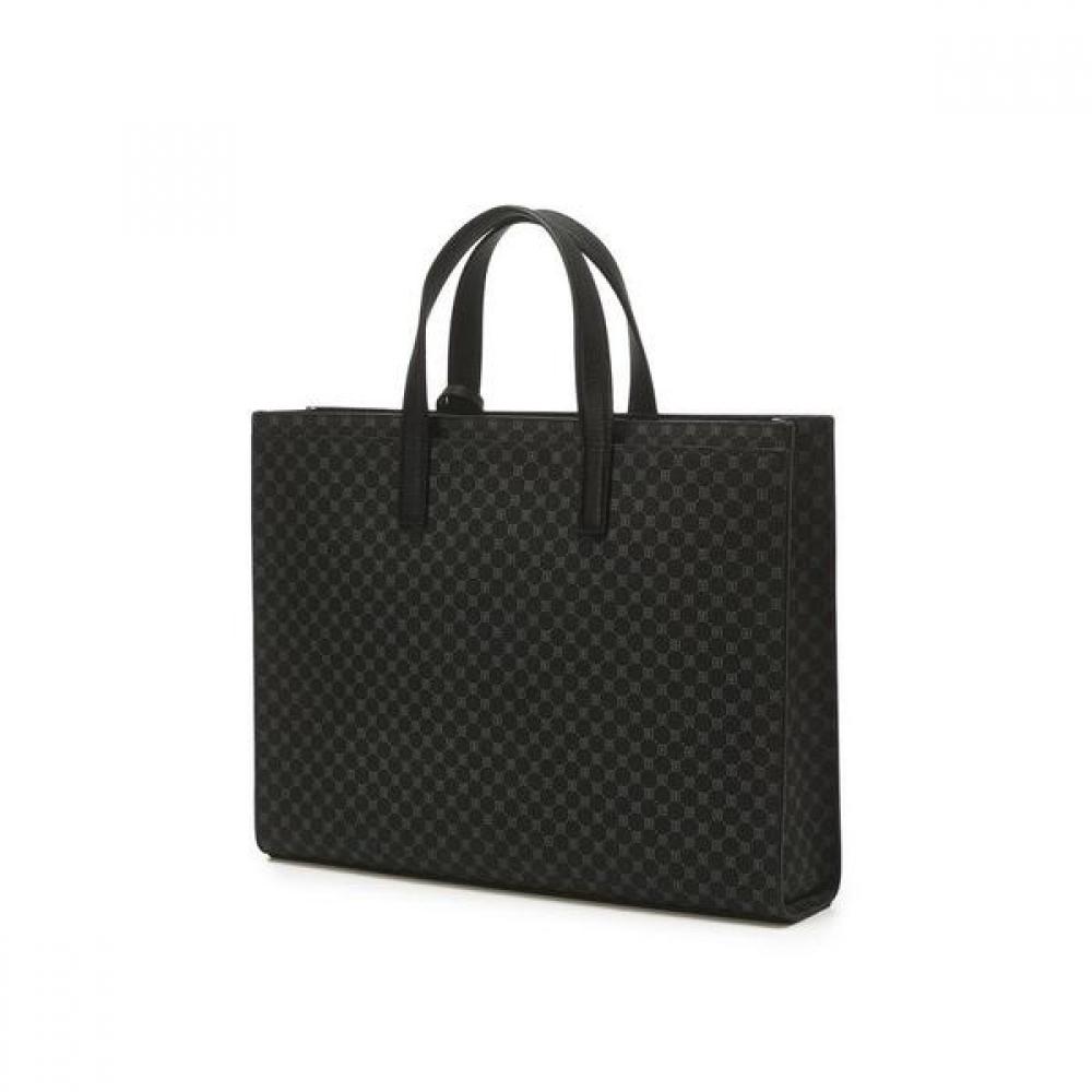 Daks Black Logo Pattern Leather Tote Bag Dbba2e601bk