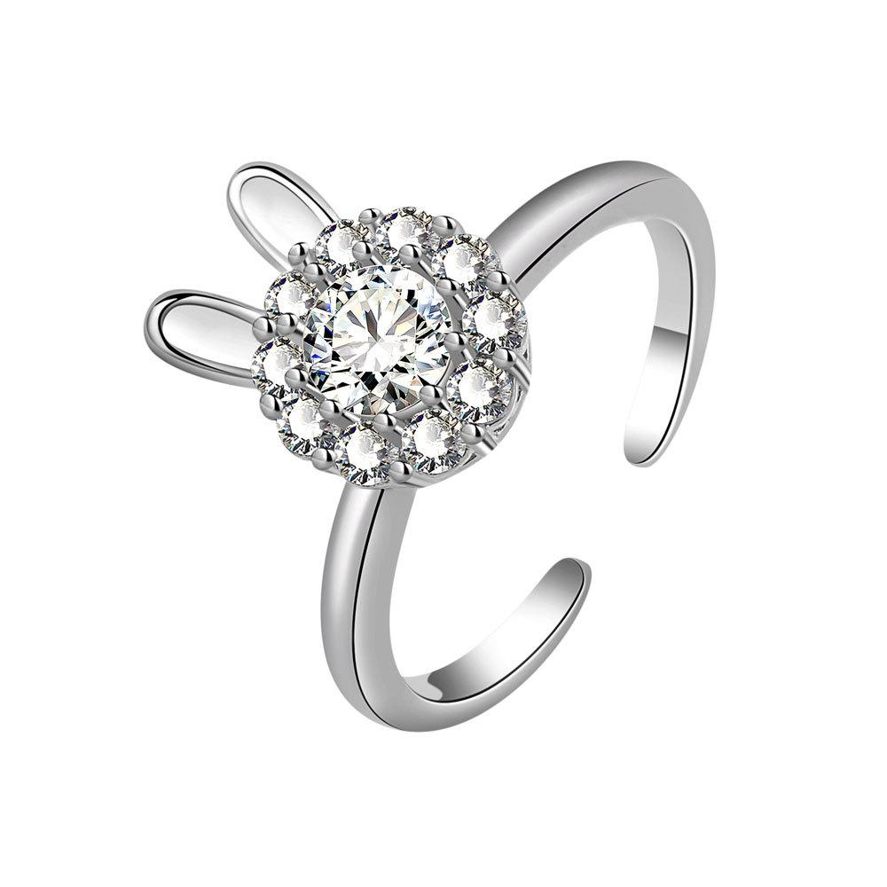 Cute Rotating Rabbit Ring For Women Index Finger Light Luxury Niche Design Fashionable Trendy Jewelry Gift