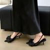 Fashion Striped Bow Design High Heels Women Sexy Pointed Toe Slingbacks Heeled Sandals Summer Comfort Elegant Women Pumps Office Shoes