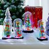 New Christmas Glass Cover Luminous Ornament with Lights Music Rotating Christmas Tree Old Man Elk Desktop Ornament